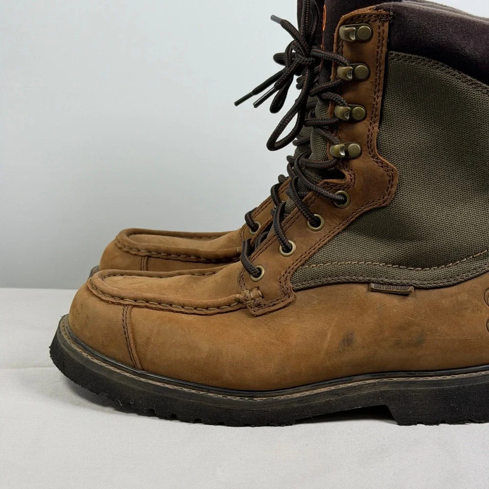 SHE Outdoor Womens Brown Leather Waterproof Hunting Boots Moc Toe Size 9